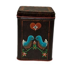 Blue Love Birds Vintage Scandinavian Style Decorative Tin